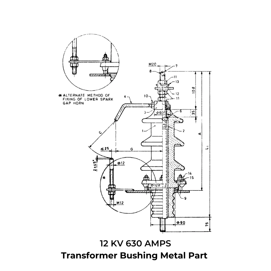 12 / 17.5 / 24 / 36 KV - 630 AMPS - IS-standard technical drawing by GHI Engitech Mark