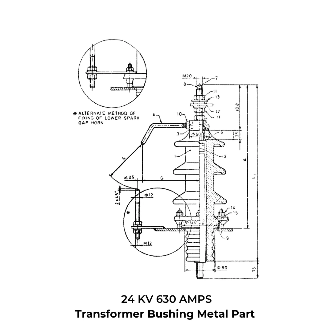 12 / 17.5 / 24 / 36 KV - 630 AMPS - IS-standard technical drawing by GHI Engitech Mark