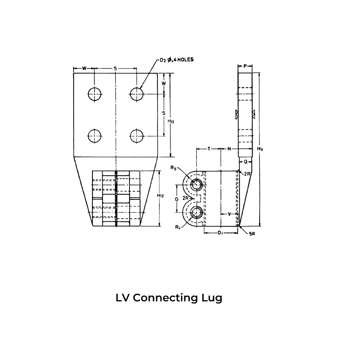 Connecting Lug (LV / HV) - IS-standard technical drawing by GHI Engitech Mark