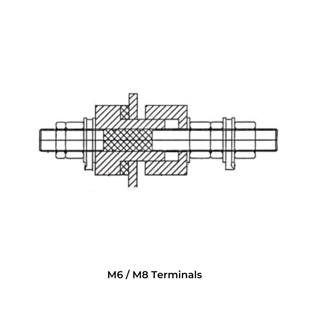 M6 / M8 Terminals - Pressure Release Valve - IS-standard technical drawing by GHI Engitech Mark